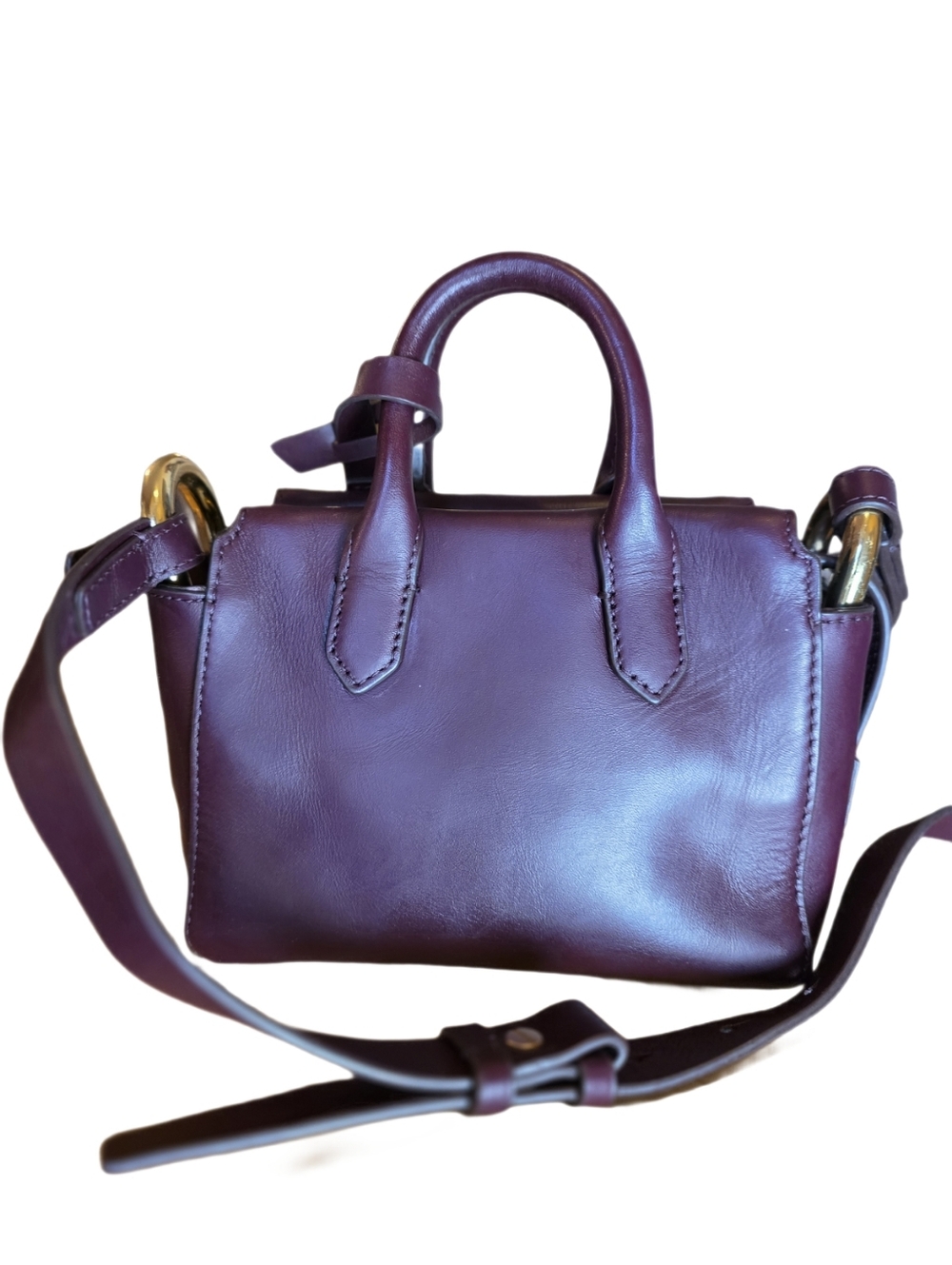 J.Crew Harper Mini Satchel Italian Leather  BURGUNDY Merlot Crossbody - Picture 6 of 13